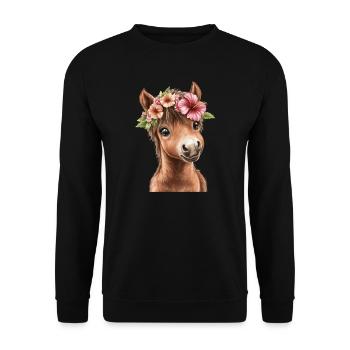 Flower pony with wreath - Unisex Sweatshirt - black - Front - Alina (178cm) & Michal (187cm)