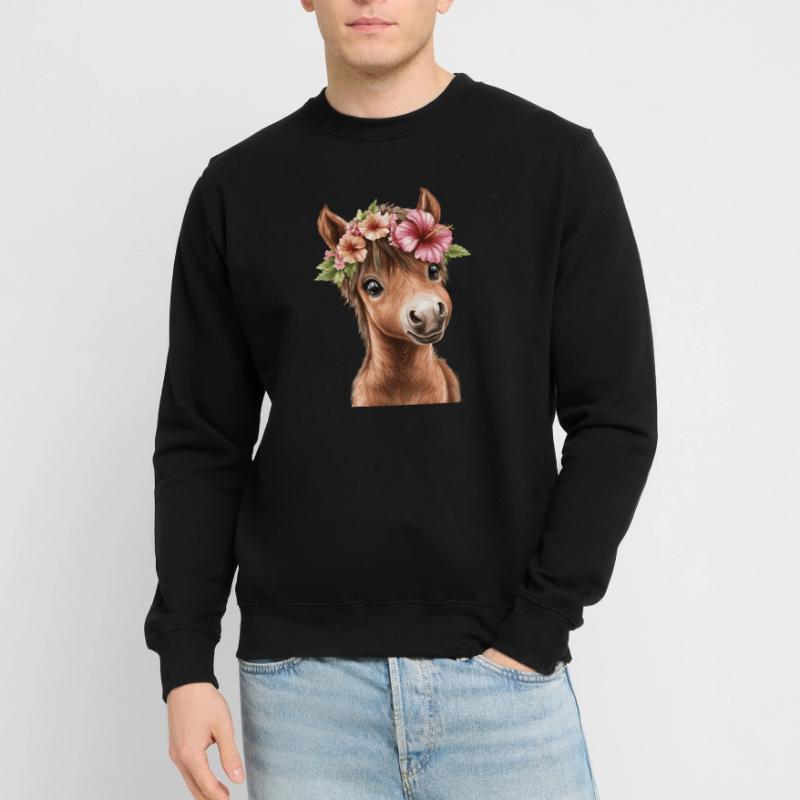 Flower pony with wreath Unisex Sweatshirt