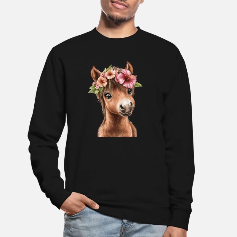 Flower pony with wreath Unisex Sweatshirt