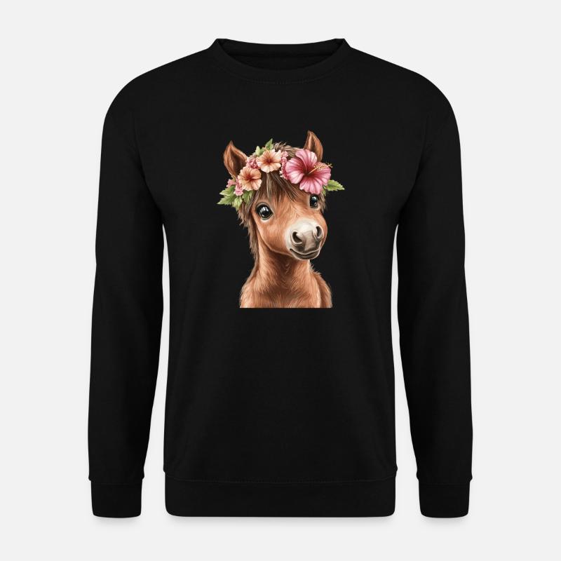 Flower pony with wreath - Unisex Sweatshirt - black