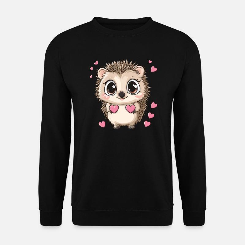 Igel mit Herzen - Unisex Pullover - Schwarz