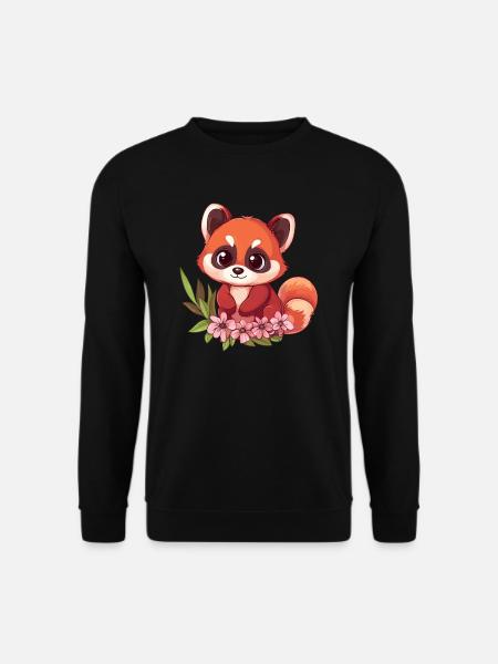 Roter Panda mit Blüten - Unisex Pullover - Schwarz