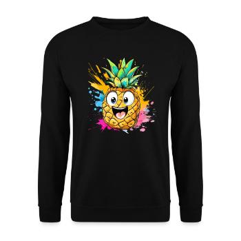 Fröhliche Ananas Explosion - Unisex Pullover - Schwarz - Vorne - Alina (178cm) & Michal (187cm)