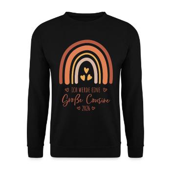 Große Cousine 2026 Regenbogen - Unisex Pullover - Schwarz - Vorne - Alina (178cm) & Michal (187cm)