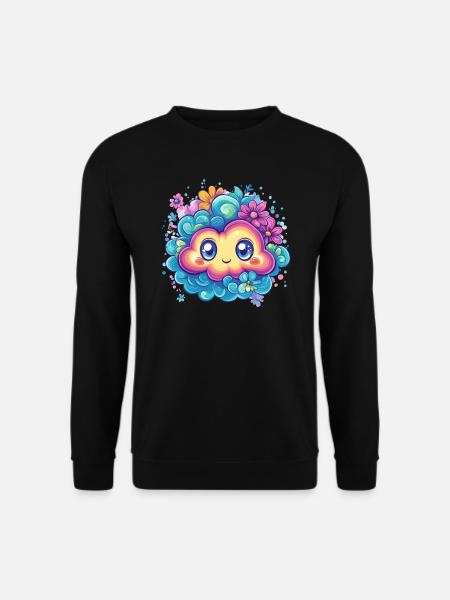 Śliczna chmura z kwiatami - Bluza unisex - czarny