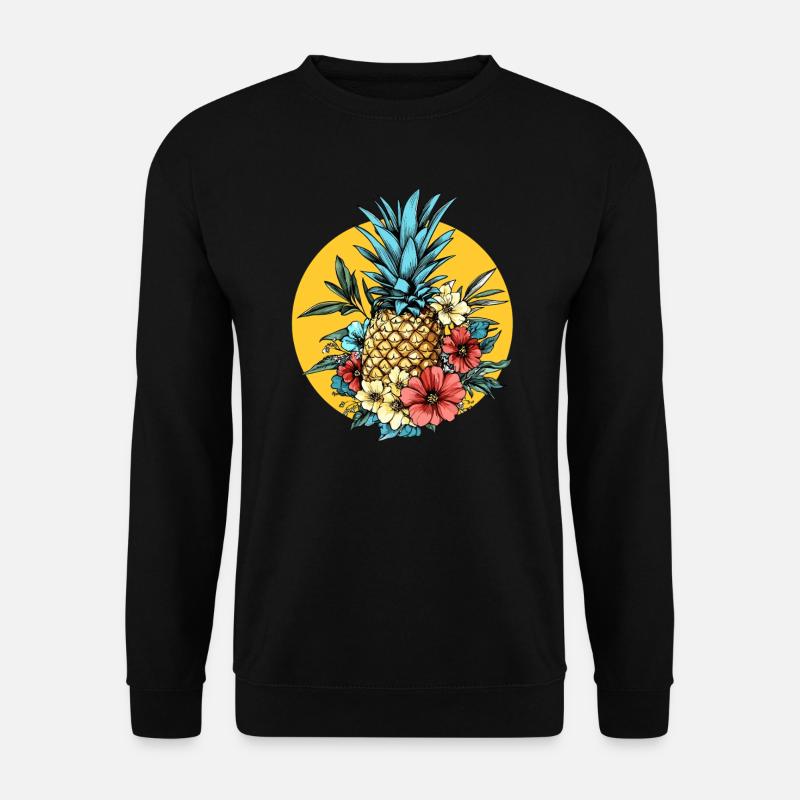 Pineapple with flowers - Unisex Sweatshirt - black