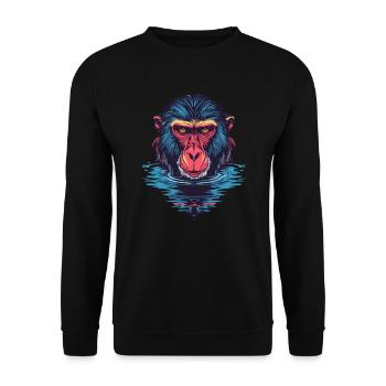 Mandrill Affe im Wasser - Unisex Pullover - Schwarz - Vorne - Alina (178cm) & Michal (187cm)