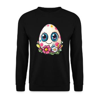 Oeuf Happy Dots - Sweat-shirt Unisexe - noir - Devant - Alina (178cm) & Michal (187cm)