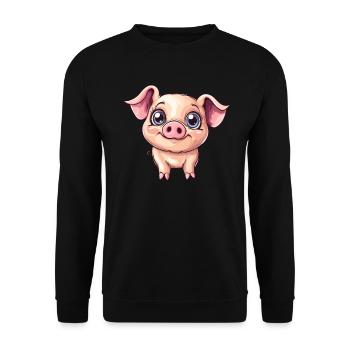 Sourires mignons de cochon - Sweat-shirt Unisexe - noir - Devant - Alina (178cm) & Michal (187cm)