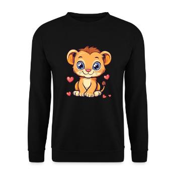 Lion with Hearts - Unisex Sweatshirt - black - Front - Alina (178cm) & Michal (187cm)