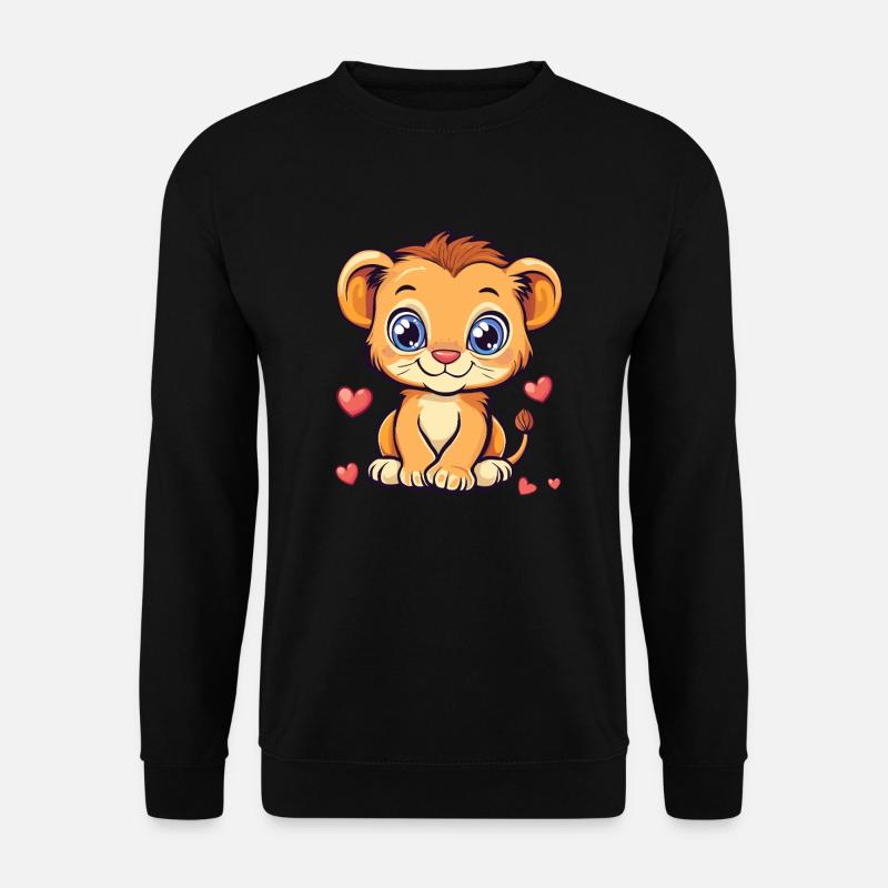 Löwe mit Herzchen - Unisex Pullover - Schwarz
