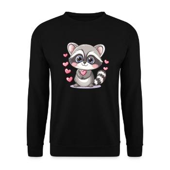 Raton laveur avec cœur - Sweat-shirt Unisexe - noir - Devant - Alina (178cm) & Michal (187cm)