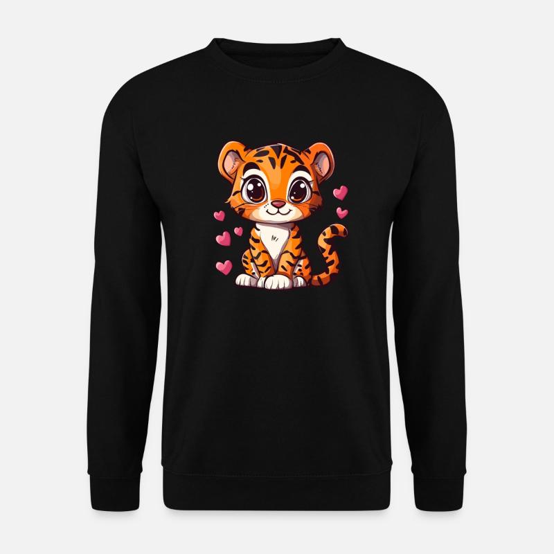 Süßer Tiger mit Herz - Unisex Pullover - Schwarz