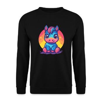 Poney coloré au coucher du soleil - Sweat-shirt Unisexe - noir - Devant - Alina (178cm) & Michal (187cm)