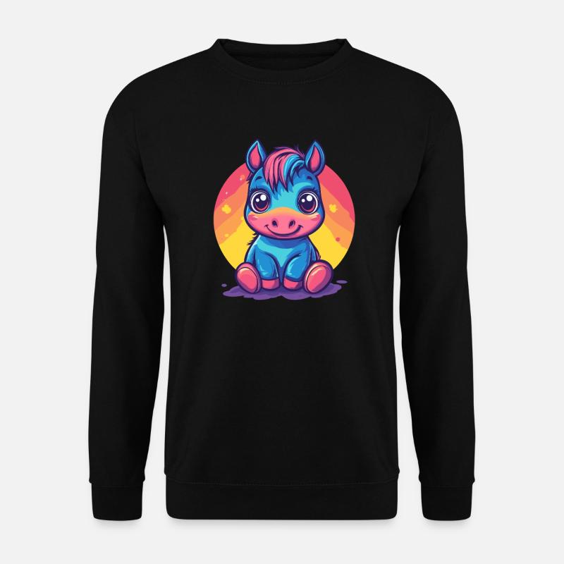 Buntes Pony im Sonnenuntergang - Unisex Pullover - Schwarz