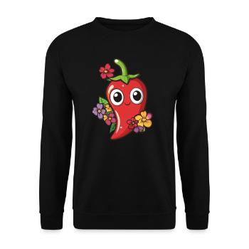 Chili with flower friends - Unisex Sweatshirt - black - Front - Alina (178cm) & Michal (187cm)