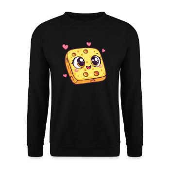 Fromage joyeux avec des cœurs - Sweat-shirt Unisexe - noir - Devant - Alina (178cm) & Michal (187cm)