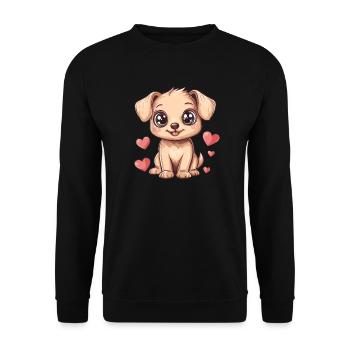 Cute puppy with hearts - Unisex Sweatshirt - black - Front - Alina (178cm) & Michal (187cm)