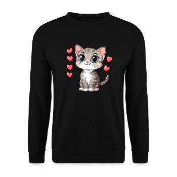 Cute Cat Love Illustration - Unisex Sweatshirt - black - Front - Alina (178cm) & Michal (187cm)