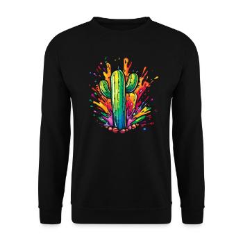 Bunter Kaktus-Explosion - Unisex Pullover - Schwarz - Vorne - Alina (178cm) & Michal (187cm)