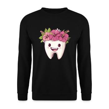 Dent à l’hibiscus - Sweat-shirt Unisexe - noir - Devant - Alina (178cm) & Michal (187cm)