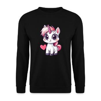 Magical Unicorn Heart - Unisex Sweatshirt - black - Front - Alina (178cm) & Michal (187cm)