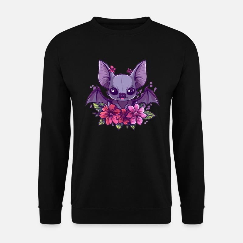 Blumenfledermaus mit Charme - Unisex Pullover - Schwarz