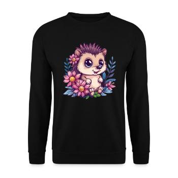 Des hérissons de fleurs à câliner - Sweat-shirt Unisexe - noir - Devant - Alina (178cm) & Michal (187cm)