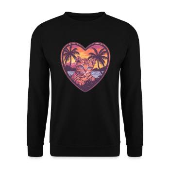 Chat coeur tropical - Sweat-shirt Unisexe - noir - Devant - Alina (178cm) & Michal (187cm)