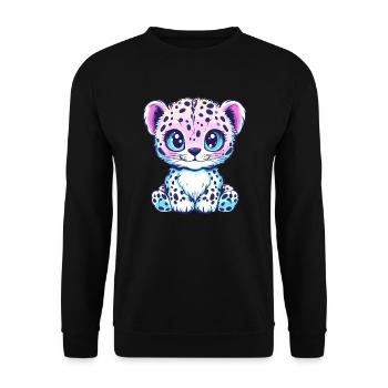 Pastel Leopard with Charm - Unisex Sweatshirt - black - Front - Alina (178cm) & Michal (187cm)