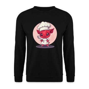 Devilish chef - Unisex Sweatshirt - black - Front - Alina (178cm) & Michal (187cm)