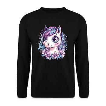 Frange avec des fleurs - Sweat-shirt Unisexe - noir - Devant - Alina (178cm) & Michal (187cm)
