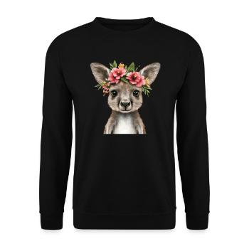 Flower kangaroo with a view - Unisex Sweatshirt - black - Front - Alina (178cm) & Michal (187cm)