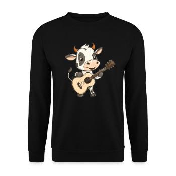 Gitarrenkalb in Aktion - Unisex Pullover - Schwarz - Vorne - Alina (178cm) & Michal (187cm)