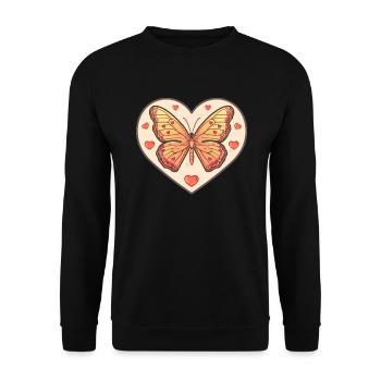 Heart Butterfly with Love - Unisex Sweatshirt - black - Front - Alina (178cm) & Michal (187cm)