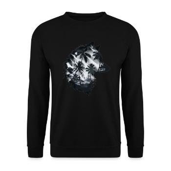 Silhouette de loup avec palmiers et soleil - Sweat-shirt Unisexe - noir - Devant - Alina (178cm) & Michal (187cm)