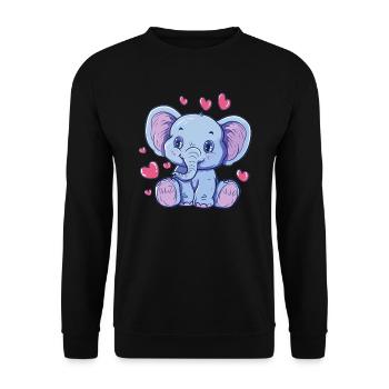 Heart Baby Elephant - Unisex Sweatshirt - black - Front - Alina (178cm) & Michal (187cm)