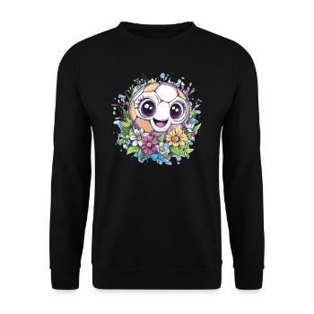 Fußball mit Blumen - Unisex Pullover - Schwarz - Vorne - Alina (178cm) & Michal (187cm)