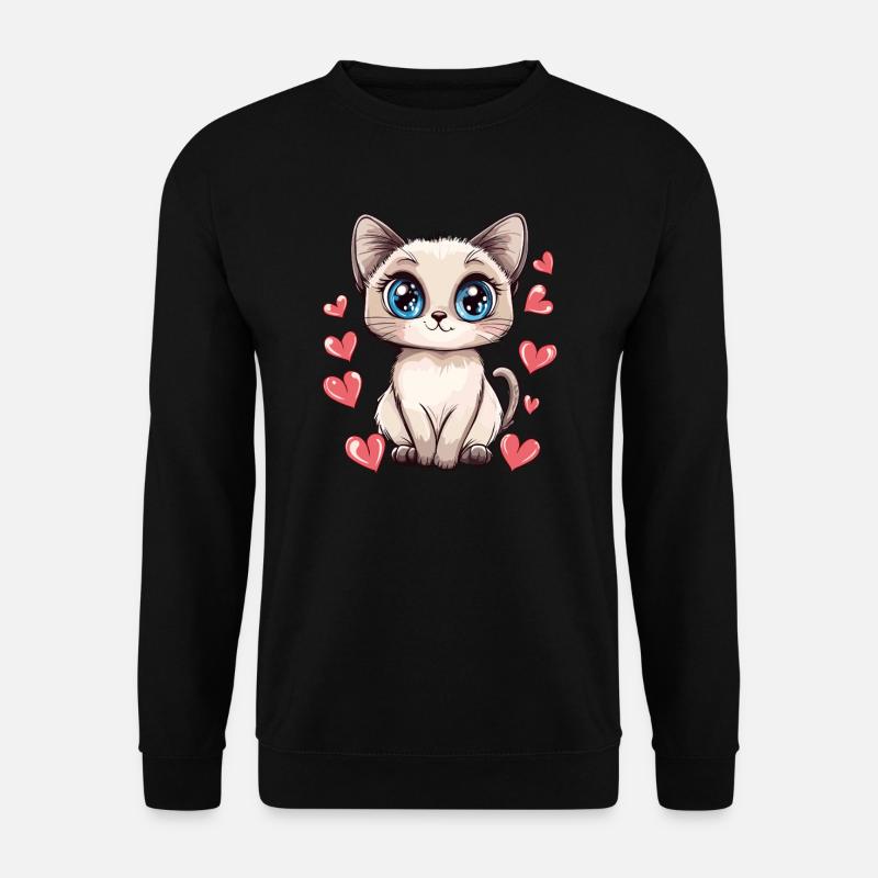 Cat with heart look - Unisex Sweatshirt - black