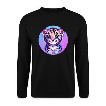 Tiger cub in the starry sky - Unisex Sweatshirt - black - Front - Alina (178cm) & Michal (187cm)