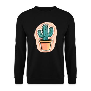 Topfkaktus mit Charme - Unisex Pullover - Schwarz - Vorne - Alina (178cm) & Michal (187cm)
