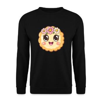 Biscuit de fortune avec des fleurs - Sweat-shirt Unisexe - noir - Devant - Alina (178cm) & Michal (187cm)