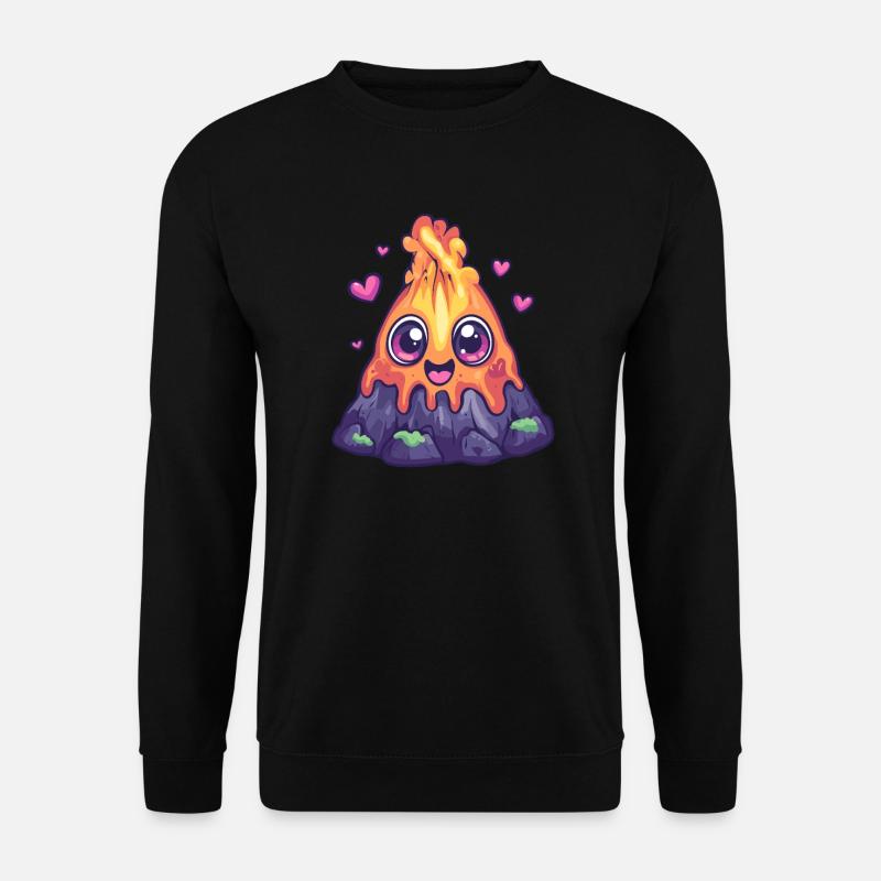 Vulkan mit Herzchen - Unisex Pullover - Schwarz