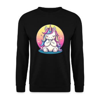 Licorne méditative - Sweat-shirt Unisexe - noir - Devant - Alina (178cm) & Michal (187cm)
