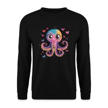 Pieuvre avec des cœurs - Sweat-shirt Unisexe - noir - Devant - Alina (178cm) & Michal (187cm)