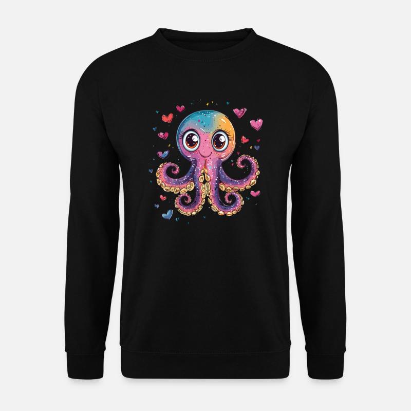 Oktopus mit Herzchen - Unisex Pullover - Schwarz