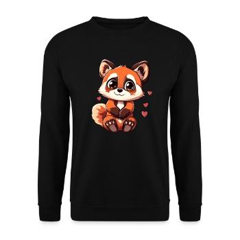 Roter Panda Cartoon Stil - Unisex Pullover - Schwarz - Vorne - Alina (178cm) & Michal (187cm)
