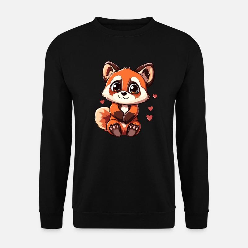 Roter Panda Cartoon Stil - Unisex Pullover - Schwarz