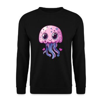 Méduse Kawaii Rose - Sweat-shirt Unisexe - noir - Devant - Alina (178cm) & Michal (187cm)