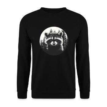 Raccoon in the forest district - Unisex Sweatshirt - black - Front - Alina (178cm) & Michal (187cm)